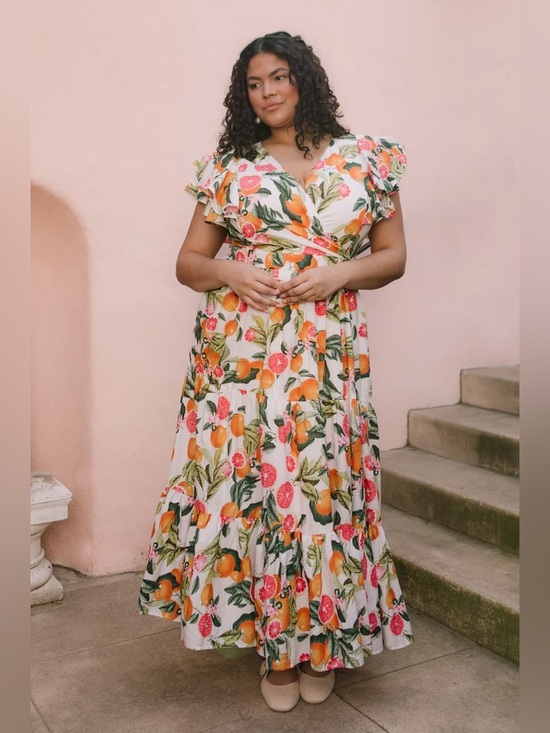 Ivy City Co Dresses & Skirts - Ivy City Co Trixie Dress Citrus Print Faux Wrap